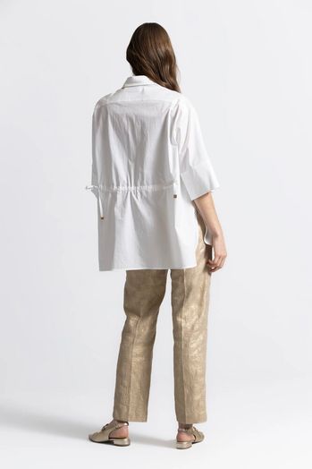 Witte katoenen lange bloes met strop in taille Hannah Gigue