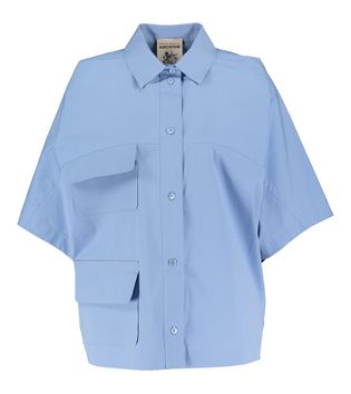 Semicouture Lichtblauwe blouse met korte mouwen