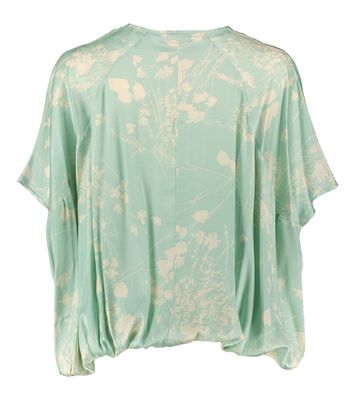 Muntgroene blouse met beige bloemenprint Semicouture