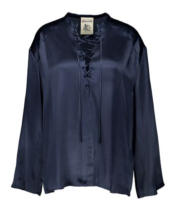 Donkerblauwe bloes met zijde Semicouture