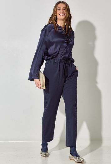 Donkerblauwe bloes met zijde Semicouture