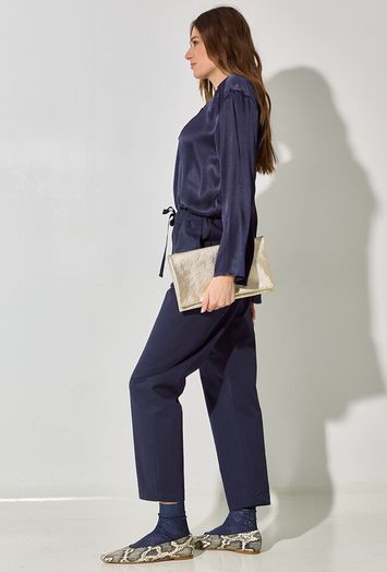 Donkerblauwe bloes met zijde Semicouture