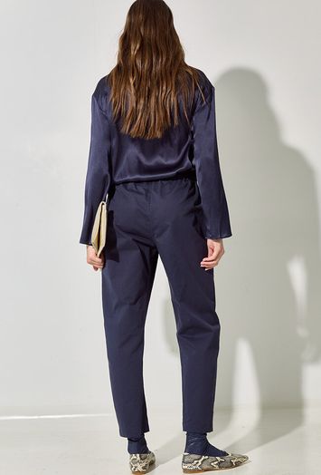 Donkerblauwe bloes met zijde Semicouture