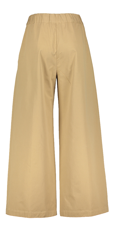 Beige wijdvallende broek met bandplooi en eleastiek Semicouture