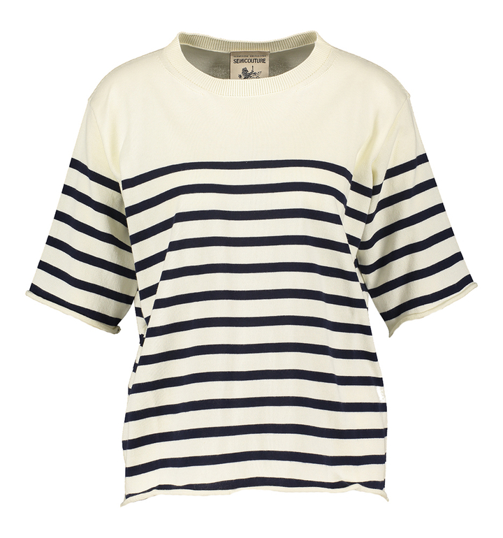 Beige trui met blauwe strepen Semicouture