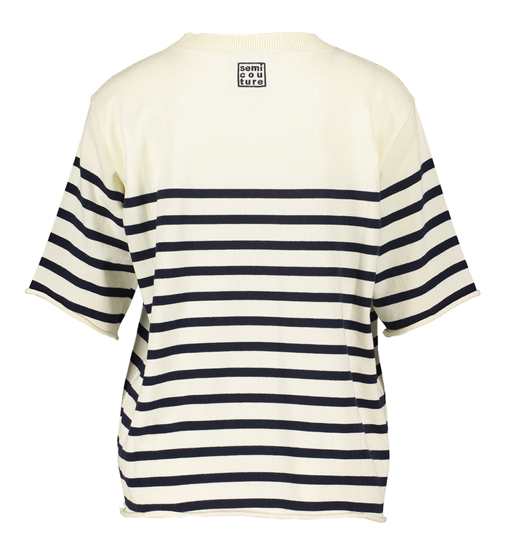 Beige trui met blauwe strepen Semicouture