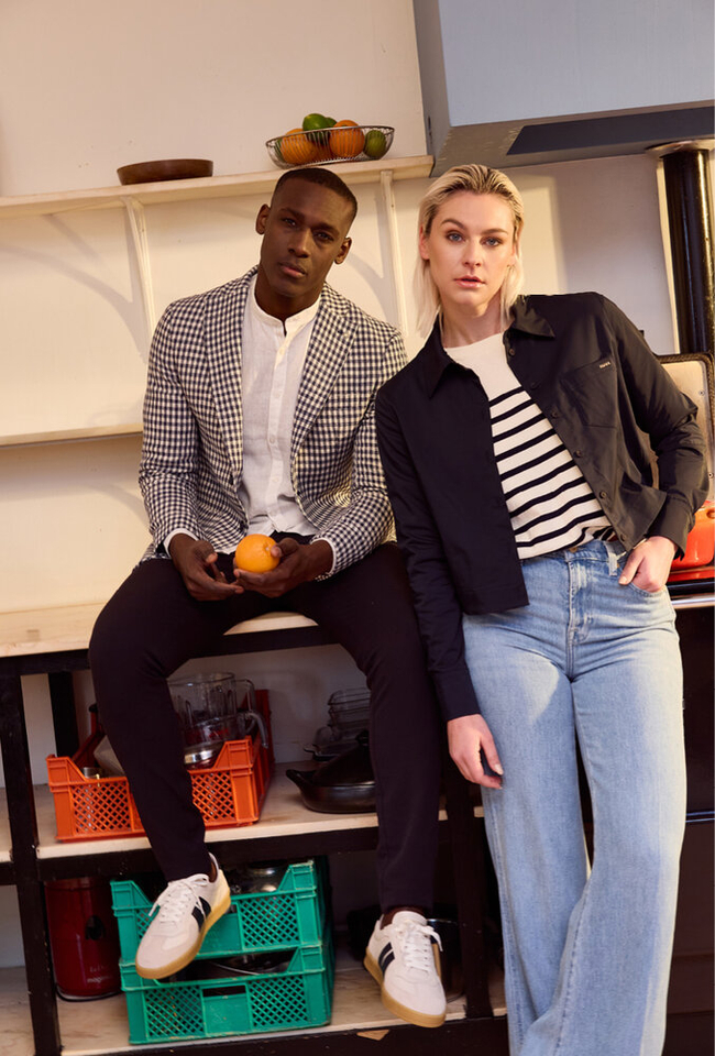 Beige trui met blauwe strepen Semicouture