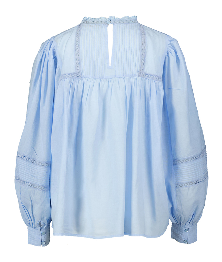 Blauwe katoenen bloes met broderie detail Calin Vanessa Bruno