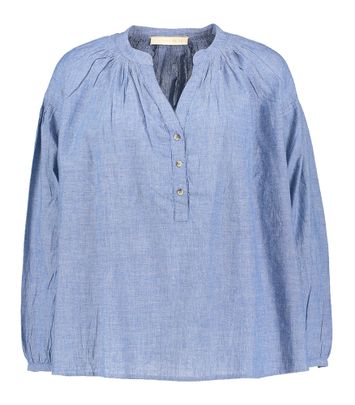 Blauwkleurige katoenen blouse met V-hals Nipoa Vanessa Bruno