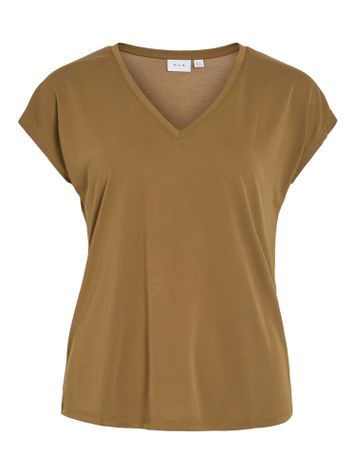 Okerbruine t-shirt met V-hals Vimodala Vila