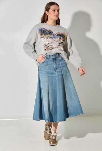 Afgewassen vintage A-lijn jeansrok Mid Serenity Haikure