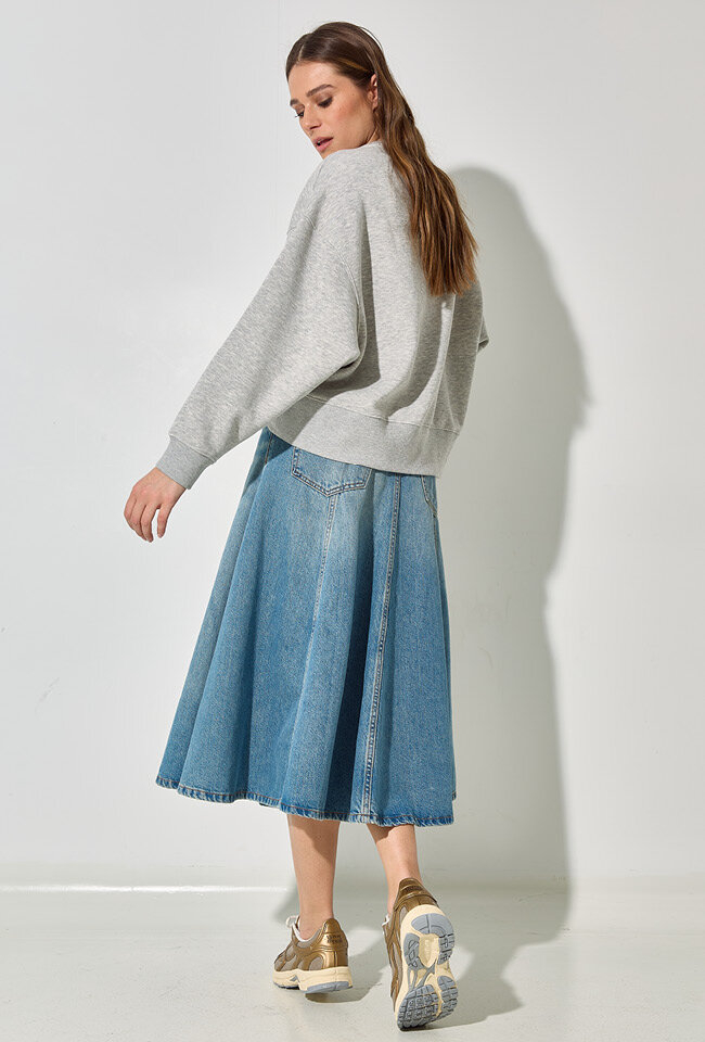 Afgewassen vintage A-lijn jeansrok Mid Serenity Haikure