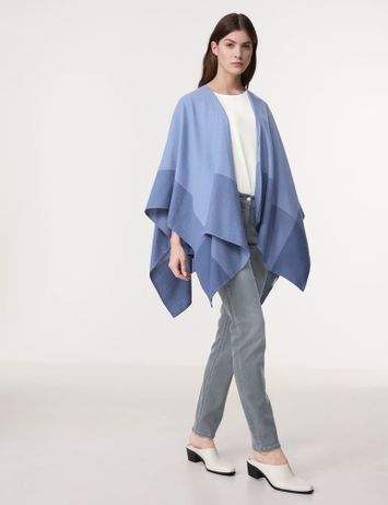 Blauwe poncho met ruiten Gerry Weber 