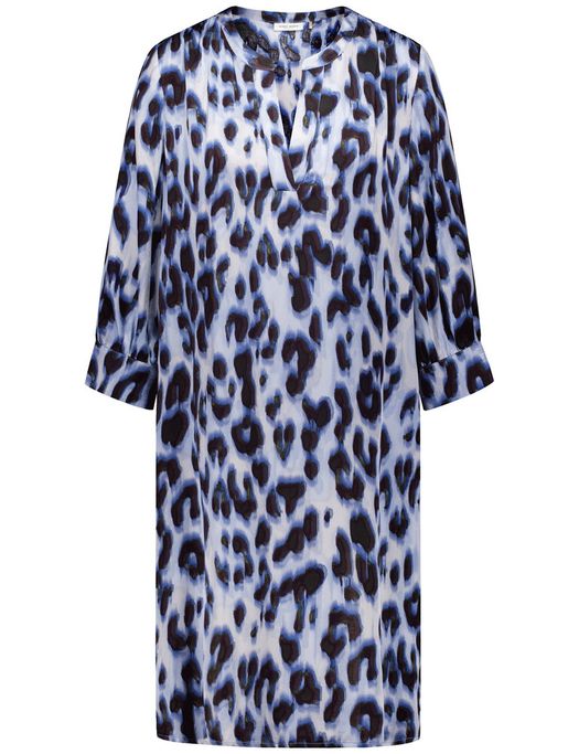 Jurk met driekwart mouwen in blauwe leopard print Gerry Weber