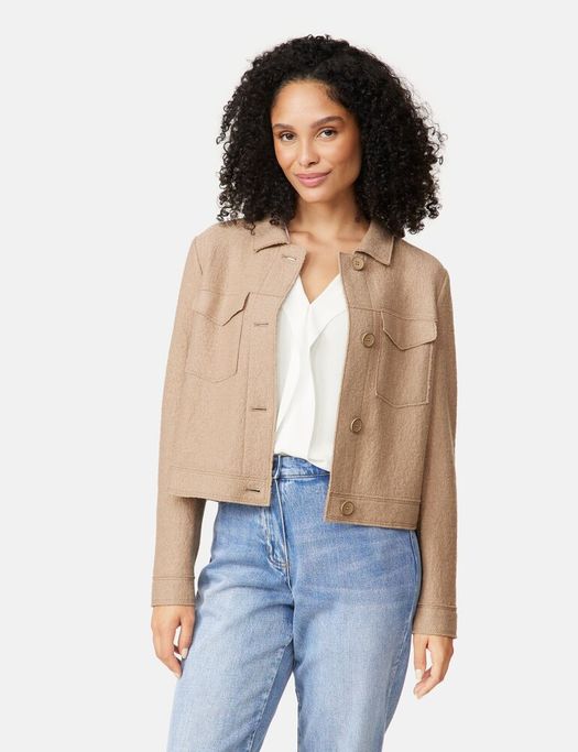 Camel indoor vest met grote opgestikte zakken Gerry Weber