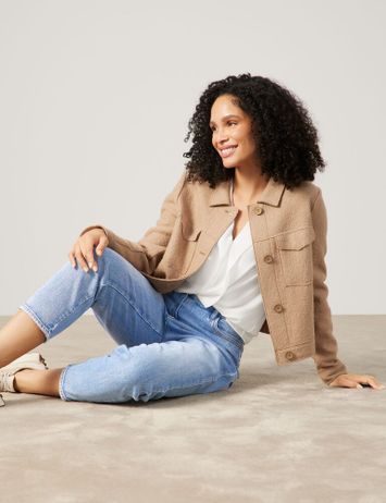 Camel indoor vest met grote opgestikte zakken Gerry Weber 