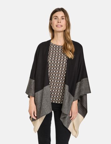 Zwarte poncho met ruiten Gerry Weber