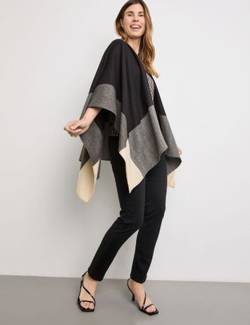 Zwarte poncho met ruiten Gerry Weber