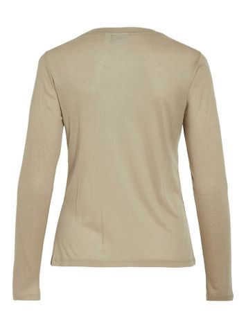 Beige aansluitende t-shirt met lange mouwen Vialexia Vila
