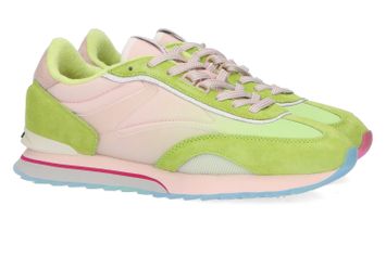 Lage sneakers in felgroen en lichtroze Cat Hoff