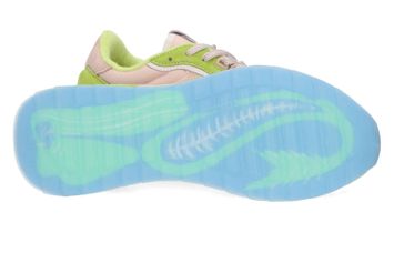 Lage sneakers in felgroen en lichtroze Cat Hoff