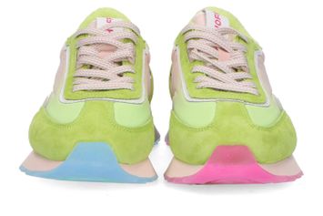 Lage sneakers in felgroen en lichtroze Cat Hoff