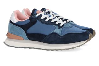 Hoff Donkerblauwe lage sneakers met roze detail Cork