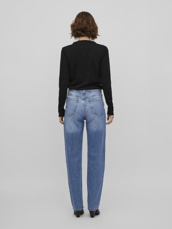 Blauwe straight fit jeans met hoge taille Vikelly Vila