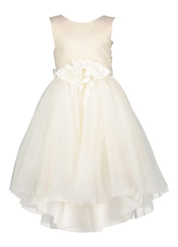 Beige tulle jurk met bloem en gouden glitter Abel&Lula