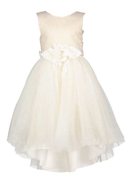 Beige tulle jurk met bloem en gouden glitter Abel&Lula