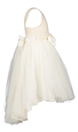 Beige tulle jurk met bloem en gouden glitter Abel&Lula