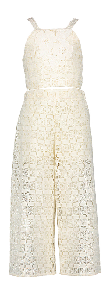 Beige set met top en broek in broderie Abel & Lula 