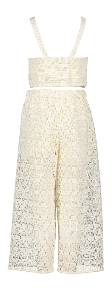 Beige set met top en broek in broderie Abel & Lula 