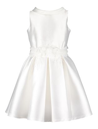 Miss Leod Ecru jurk met detailriem en strik op de achterkant