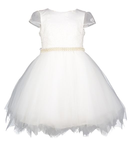 Ecru jurk met kant en parels Miss Leod