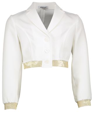 Miss Leod Witte blazer met gouden details