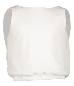 Diamante Blu Witte top met ronde hals