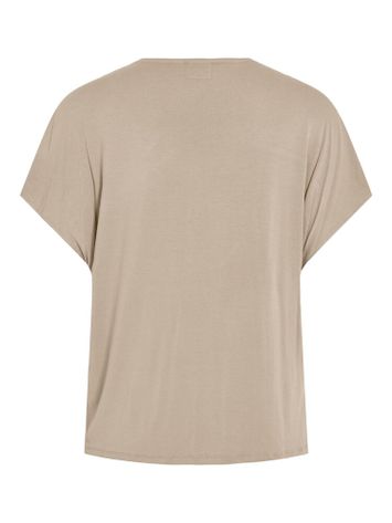 Goudkleurige glanzende t-shirt met V-hals Viellette Vila