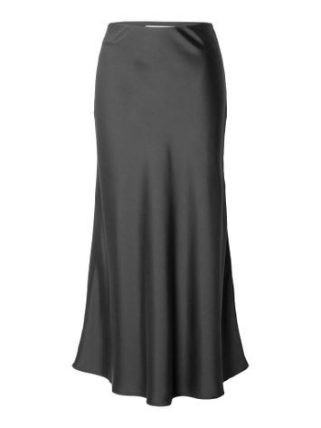 Grijze lange glanzende rok Selected Femme