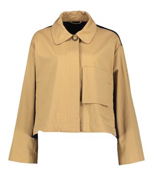 HOX Donker beige korte trenchcoat met blauwe achterkant