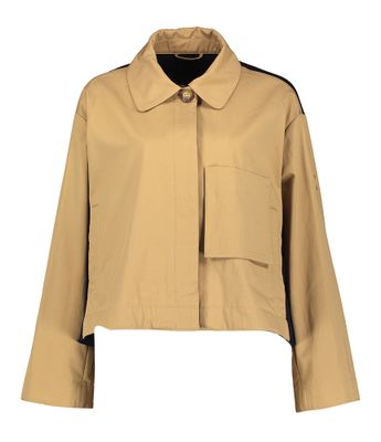Donker beige korte trenchcoat met blauwe achterkant Hox