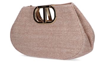 Roze rieten handtas met goudkleurig handvat  Twinset
