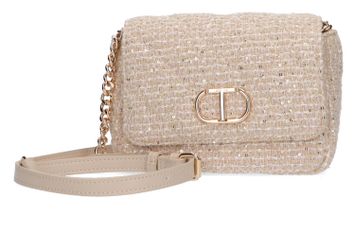 Beige en roze glinsterende crossbody in chanel stijl Twinset