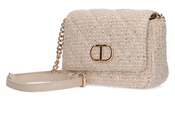 Beige en roze glinsterende crossbody in chanel stijl Twinset