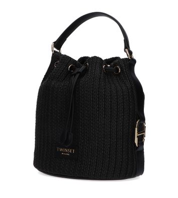 Zwarte handtas in raffia Twinset