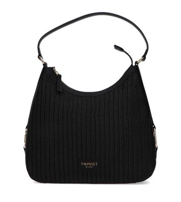 Zwarte handtas in raffia Twinset
