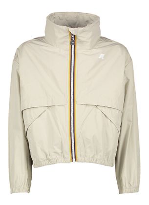 K Way Greige cropped regenjas met uitritsbare kap Aubette Memory Touch K-Way