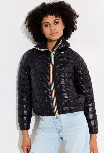 Zwarte padded glanzende zomerjas Soje Warm K-Way
