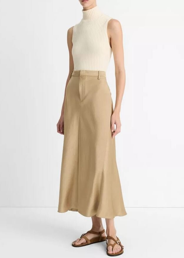 Goudkleurige rok met split achteraan Vince