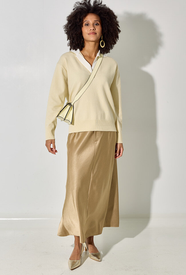 Goudkleurige rok met split achteraan Vince